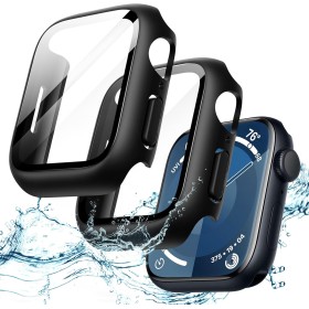 JETech Funda Impermeable con Protector de Pantalla para Apple Watch Series 9 8 7 41mm, Cristal Vidrio Templado Incorporado