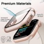 JETech Funda Impermeable con Protector de Pantalla para Apple Watch Series 9 8 7 41mm, Cristal Vidrio Templado Incorporado