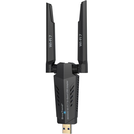 BrosTrend Wi-Fi 7 Adaptador WiFi USB para PC, BE6500Mbps Tri-Banda 6GHz + 5GHz + 2.4GHz Antena WiFi PC Largo Alcance, Receptor