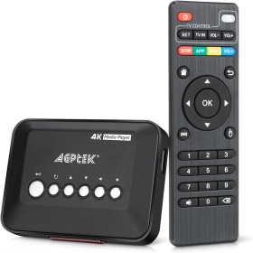 4K@30hz HDMI Reproductor Multimedia con Salida de HDMI/AV, Media Player para 14TB HDD/Unidad USB de 512 G/Tarjeta SD/H.265 MP4,