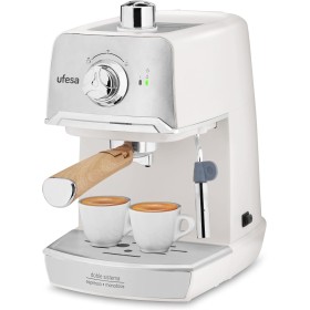 Ufesa CE7238 Cream Cafetera Expresso y Capuccino, Vaporizador Orientable, 20 Bares, 2 Modos: Café Molido o Monodosis, Depósito