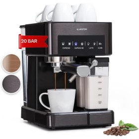 Klarstein Cafetera Espresso 1.8L con Espumador de Leche, Cafeteras de 20 Bares, Cafetera Automaticas de 1350W para Café Molido,