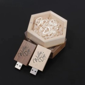 Unidades Flash USB para fotografía de boda, memoria de madera con logo