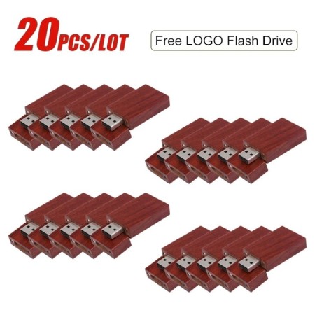 20 unids/lote, venta al por mayor, unidad Flash USB 2,0 de madera, 128
