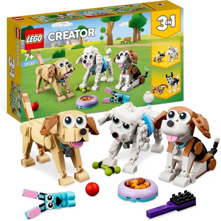 LEGO Creator 3 en 1 Perros Adorables, Figuras de Perritos de Juguete para Niños y Niñas de 7 Años o Más, Beagle, Caniche, Perro
