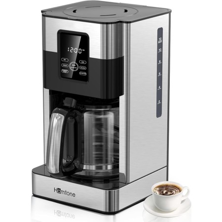 Homtone Cafetera de Goteo con Jarra Térmica, 1000W Programable Cafetera con Temporizador, 8 Tazas, Apagado Automático, Sistema