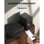 Amplificador Audio Bluetooth 5.0, Donner Amplificador Audio Estéreo 4 Canales, Amplificador HiFi 440W con USB, SD, FM, 2 Mic IN