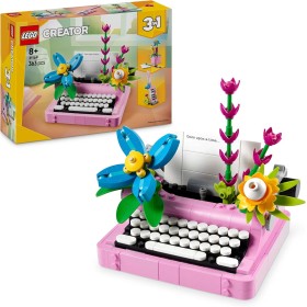 LEGO Creator 3 en 1 Máquina de Escribir con Flores de Juguete - Transformable en Teclado Musical Keytar o Maceta con Bolígrafo y