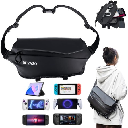 Estuche de transporte for consola PS5 Portal/Legion GO y accesorios, estuche protector a prueba de rayones con bolso bandolera