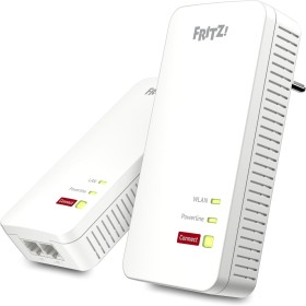 Fritz!Powerline 1240 AX WLAN Set International - Adaptador PLC Gigabit con Wi-Fi 6, Mesh, 2 Puertos Gigabit, Ideal para
