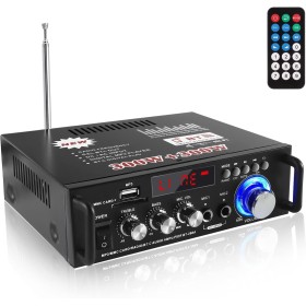 Etlephe Amplificador Audio, Amplificador HiFi, 600W Amplificador Estéreo Bluetooth 5.0,12V 220V 2 Canales, Pantalla LCD, Alta
