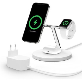 Belkin cargador inalámbrico 3 en 1 BoostCharge PRO con MagSafe, para Apple Watch y AirPods (carga magnéticamente modelos de