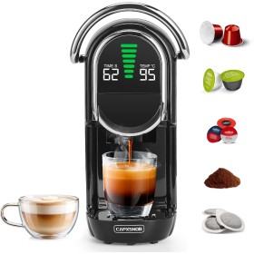 Magician1 Mini 5en1 Cafetera Cápsulas para Nespresso Original, Dolce Gusto, Lavazza A Modo Mio, ESE 44 y Café Molido, 20 Bares,