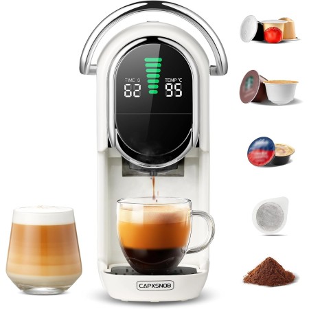 Magician1 Mini 5en1 Cafetera Cápsulas para Nespresso Original, Dolce Gusto, Lavazza A Modo Mio, ESE 44 y Café Molido, 20 Bares,