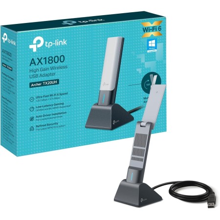 TP-Link Archer TX20UH WiFi Dongle, AX1800 Wi-Fi 6 Adaptador inalámbrico USB WiFi para PC, dongle WiFi de Alta Ganancia de Doble