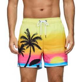 Vorvowry Bañador Hombre Secado Rapido Respirable Traje de Baño Estampado Ligero Boxer Calzones Bano para Natacion Playa Surf de
