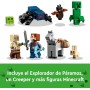 LEGO Minecraft El Pozo de Mina de los Páramos con Murciélago y Conejo de Juguete Basado en el Videojuego, Figura de Creeper,