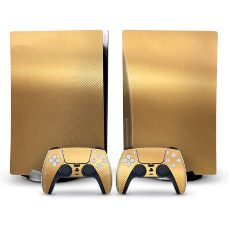 CHAW Calcomanías de piel de cuerpo completo con textura de fibra de carbono para consola Play-Station 5 y controladores,