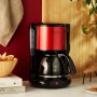 Moulinex FG360D11 Cafetera de goteo, 1000 W, 1.25 L, color negro y rojo