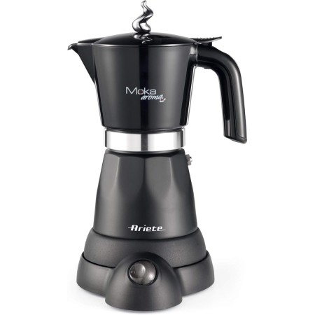 Ariete 1358-11 Cafetera eléctrica moka aroma, capacidad 4 tazas, 400W, base inalámbrica, negra