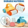 Sanlebi Juguetes Playa Niños con Cubo, Palas y Bolsa de Malla Reutilizable, Juguetes Arena Juegos de Playa para Bebe 3 4 5 Años