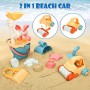Sanlebi Juguetes Playa Niños con Cubo, Palas y Bolsa de Malla Reutilizable, Juguetes Arena Juegos de Playa para Bebe 3 4 5 Años
