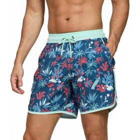 TMEOG Bañador Hombre Short de Playa Surf Secado Rapido Pantalones Cortos Cordon Bañadores Piscina Natacion Retro Traje de Baño