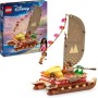 LEGO | Disney Vaiana 2 Canoa de Aventuras de Vaiana - Barco de Juguete con Vela Textil, Hoguera, 3 Mini Muñecos Inc. Loto y Moni