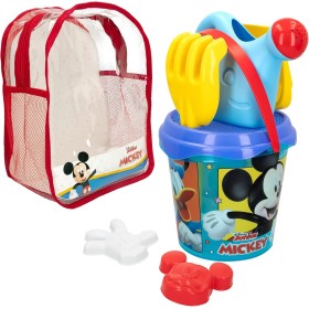 ColorBaby 48217 - Disney Mickey Mouse Set Cubo de Playa Infantil con Mochila, Pala, rastrillo, regadera y Accesorios, Juguetes