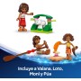 LEGO | Disney Vaiana 2 Canoa de Aventuras de Vaiana - Barco de Juguete con Vela Textil, Hoguera, 3 Mini Muñecos Inc. Loto y Moni