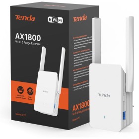 Tenda A27 Repetidor WiFi 6 AX1800, Amplificador de Red WiFi y Extensor, 2.4 GHz y 5 GHz, Velocidad Doble Banda, Puerto Gigabit,