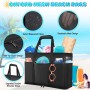VOBUKE Bolsa de Playa Mujer Bolso Playa Grande XXL Familiar con Cremallera, Resistente a La Arena Plegable Transpirable Bolso