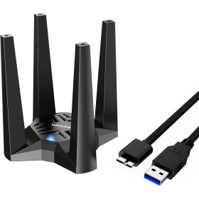 WAVLINK - Llave WiFi 6 potente AX1800, adaptador de red inalámbrica con 2,4 GHz, 5 GHz, controlador integrado, antenas 4 x 3dBi,