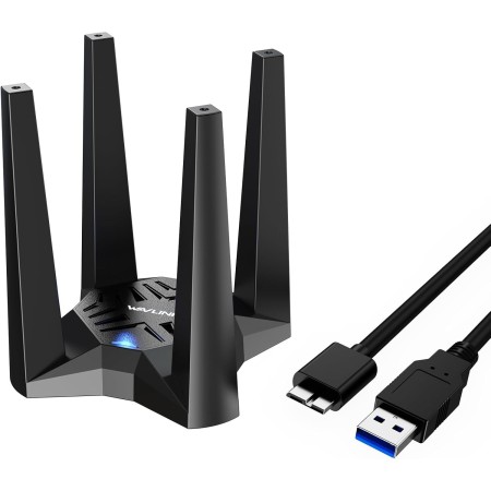 WAVLINK - Llave WiFi 6 potente AX1800, adaptador de red inalámbrica con 2,4 GHz, 5 GHz, controlador integrado, antenas 4 x 3dBi,