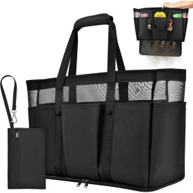 VOBUKE Bolsa de Playa Mujer Bolso Playa Grande XXL Familiar con Cremallera, Resistente a La Arena Plegable Transpirable Bolso