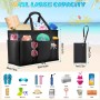 VOBUKE Bolsa de Playa Mujer Bolso Playa Grande XXL Familiar con Cremallera, Resistente a La Arena Plegable Transpirable Bolso
