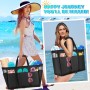 VOBUKE Bolsa de Playa Mujer Bolso Playa Grande XXL Familiar con Cremallera, Resistente a La Arena Plegable Transpirable Bolso