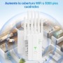 Repetidor WiFi Potente, Amplificador Señal WiFi, WiFi Extender con 6 Antenas, 2 Puertos LAN, Modos (Repetidor, Router, Ap),