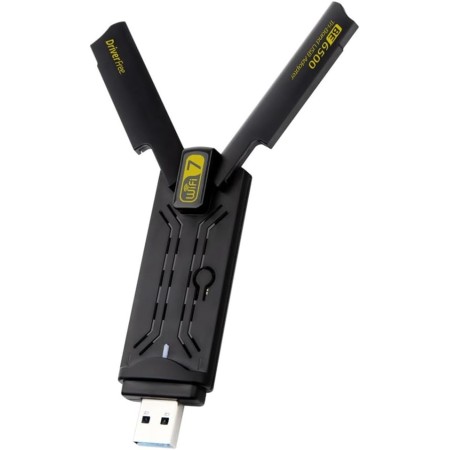 Puleuroy Adaptador USB WiFi7 de 6500 Mbps, Tarjeta de Red Inalámbrica BE6500 de 2,4 G, 5,8 G y 6 GHz, Adaptador WiFi 802.11be de