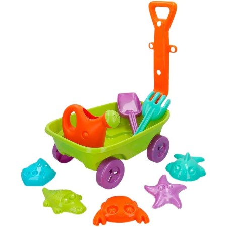 COLORBABY 43508 - Vagoneta de Playa, Color Beach, Juegos de Verano, con 4 Ruedas y Mango, Jugar con Arena y Agua, A Partir de 10