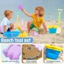 AUNGKWANG Juguetes de Playa para Niños, 16 Piezas Juguetes Arena Juegos de Playas, Cubo Playas Plegable, Moldes de Arenas, Arena