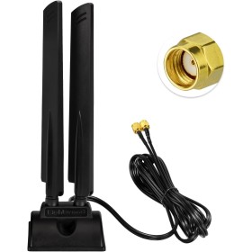 Eightwood Antena WiFi 6E Tri Band RP-SMA WLAN Antena Base Magnética con Cable de Extensión de 200 cm para PC Bluetooth Placa