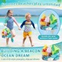 FAMKEEP 26 Piezas Juguetes de Playa, Juegos con Cubo, Palas, Rastrillo y Bolsa de Malla Reutilizable. Moldes de Arena, para