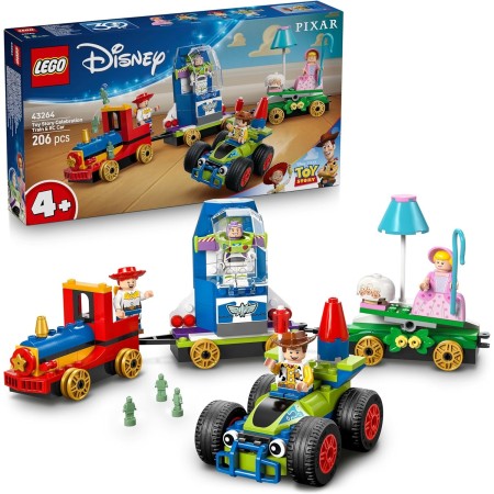 LEGO | Disney y Pixar Tren de Celebración de Toy Story y Coche RC de Juguete con Minifiguras de Woody, Buzz Lightyear, Jessie y