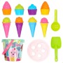 ColorBaby Color Beach Set Juguetes de Playa, Cubo Pala y rastrillo, Regadera y moldes, Juegos Arena, de Verano, Bolsa de Red
