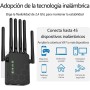 Repetidor WiFi Largo Alcance, Extensor de WiFi, Amplificador Señal WiFi, Modo Repetidor/Router/Ap, 6 Antenas, 2 Puertos LAN,Plug