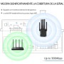 Repetidor WiFi Largo Alcance, Extensor de WiFi, Amplificador Señal WiFi, Modo Repetidor/Router/Ap, 6 Antenas, 2 Puertos LAN,Plug