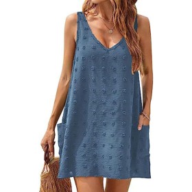 Vestido de Playa para Mujer Sin Mangas Suelto Ropa de Baño Playa Traje de Baño Vestido de Bikini Camisolas y Pareos Beach Bikini