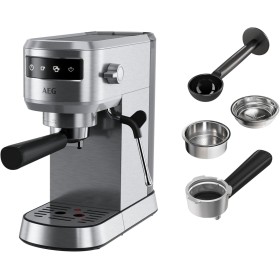 AEG Cafetera Espresso Compacta EC6-1-6ST, 15 Bares, Café Molido y Monodosis, Pantalla Táctil, Espumador de Leche, Depósito 1L,