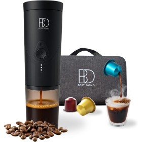 Cafetera Espresso Portátil 20 Bares, Compatible Cápsulas pequeñas y Café Molido, USB-C Recargable, Autocalentable, para Coche,